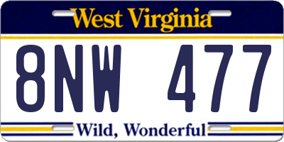 WV license plate 8NW477