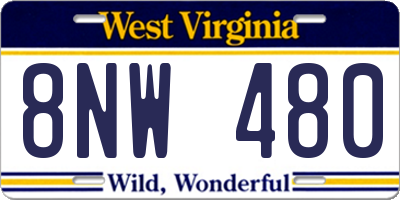 WV license plate 8NW480