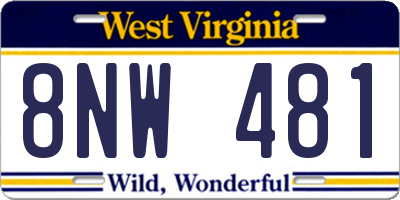 WV license plate 8NW481