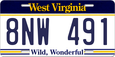 WV license plate 8NW491