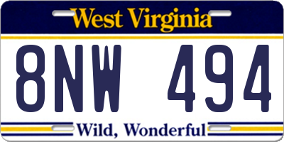 WV license plate 8NW494