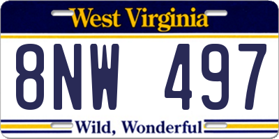 WV license plate 8NW497