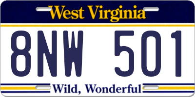 WV license plate 8NW501