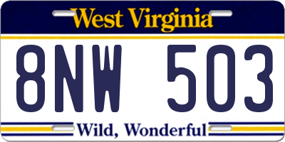 WV license plate 8NW503