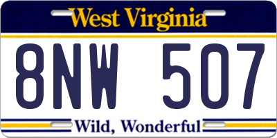 WV license plate 8NW507