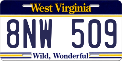 WV license plate 8NW509