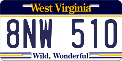 WV license plate 8NW510