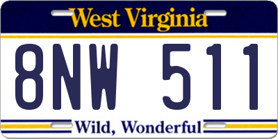 WV license plate 8NW511