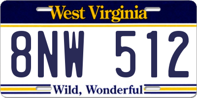 WV license plate 8NW512
