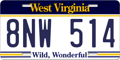 WV license plate 8NW514