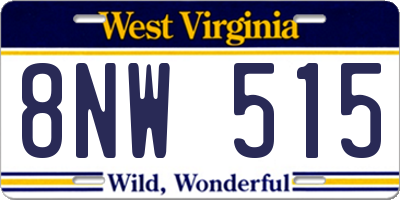 WV license plate 8NW515
