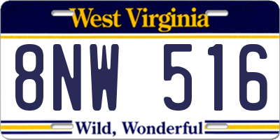WV license plate 8NW516
