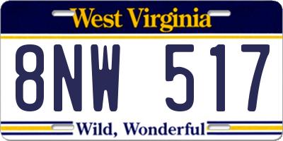 WV license plate 8NW517