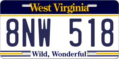 WV license plate 8NW518