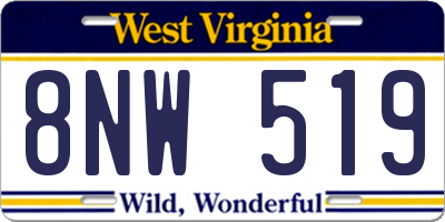 WV license plate 8NW519
