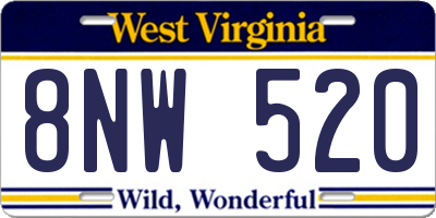 WV license plate 8NW520