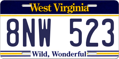 WV license plate 8NW523