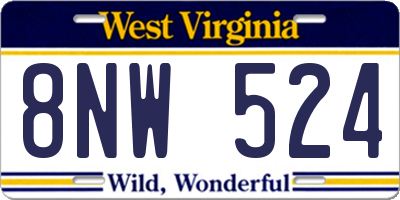 WV license plate 8NW524