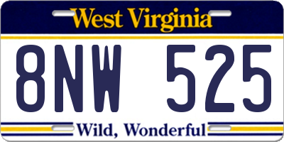 WV license plate 8NW525