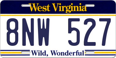 WV license plate 8NW527