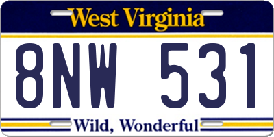 WV license plate 8NW531