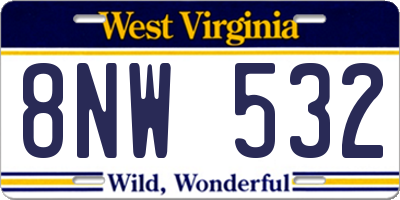 WV license plate 8NW532