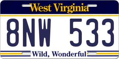 WV license plate 8NW533