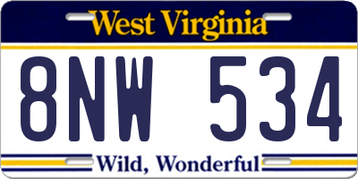 WV license plate 8NW534