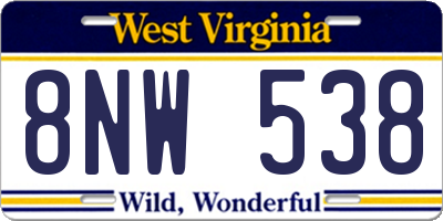 WV license plate 8NW538