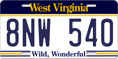 WV license plate 8NW540