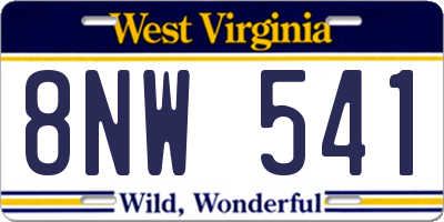 WV license plate 8NW541
