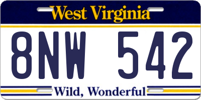 WV license plate 8NW542