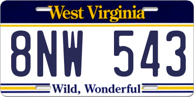 WV license plate 8NW543