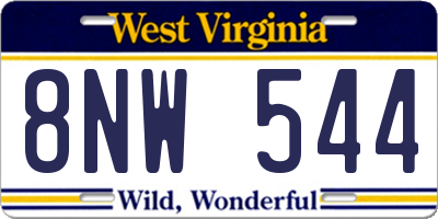 WV license plate 8NW544