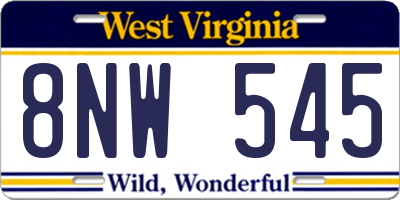 WV license plate 8NW545