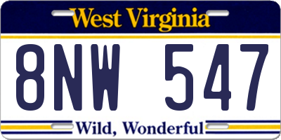 WV license plate 8NW547