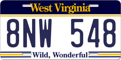 WV license plate 8NW548