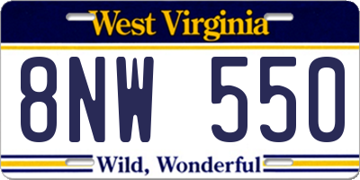 WV license plate 8NW550