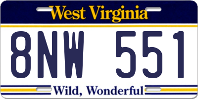 WV license plate 8NW551
