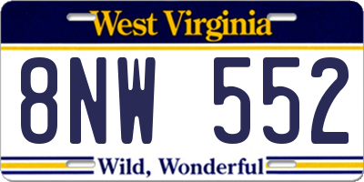 WV license plate 8NW552