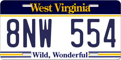 WV license plate 8NW554