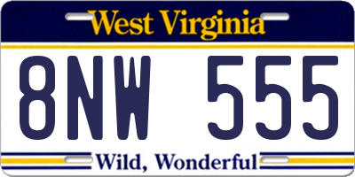 WV license plate 8NW555