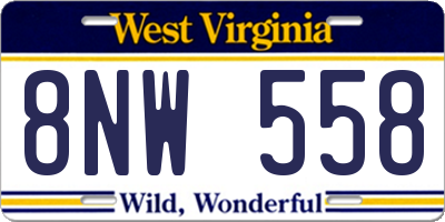 WV license plate 8NW558