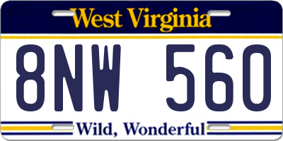 WV license plate 8NW560