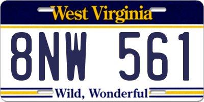 WV license plate 8NW561