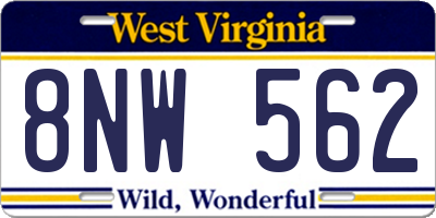 WV license plate 8NW562