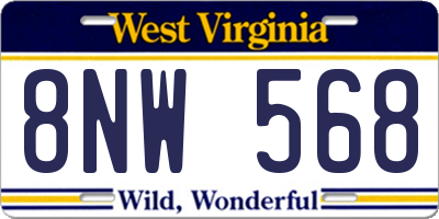 WV license plate 8NW568
