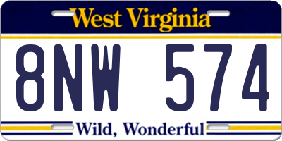 WV license plate 8NW574