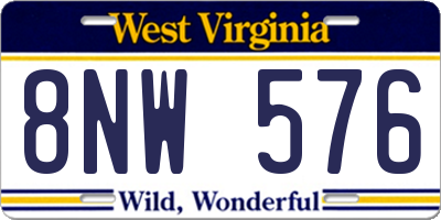 WV license plate 8NW576