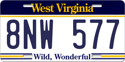 WV license plate 8NW577